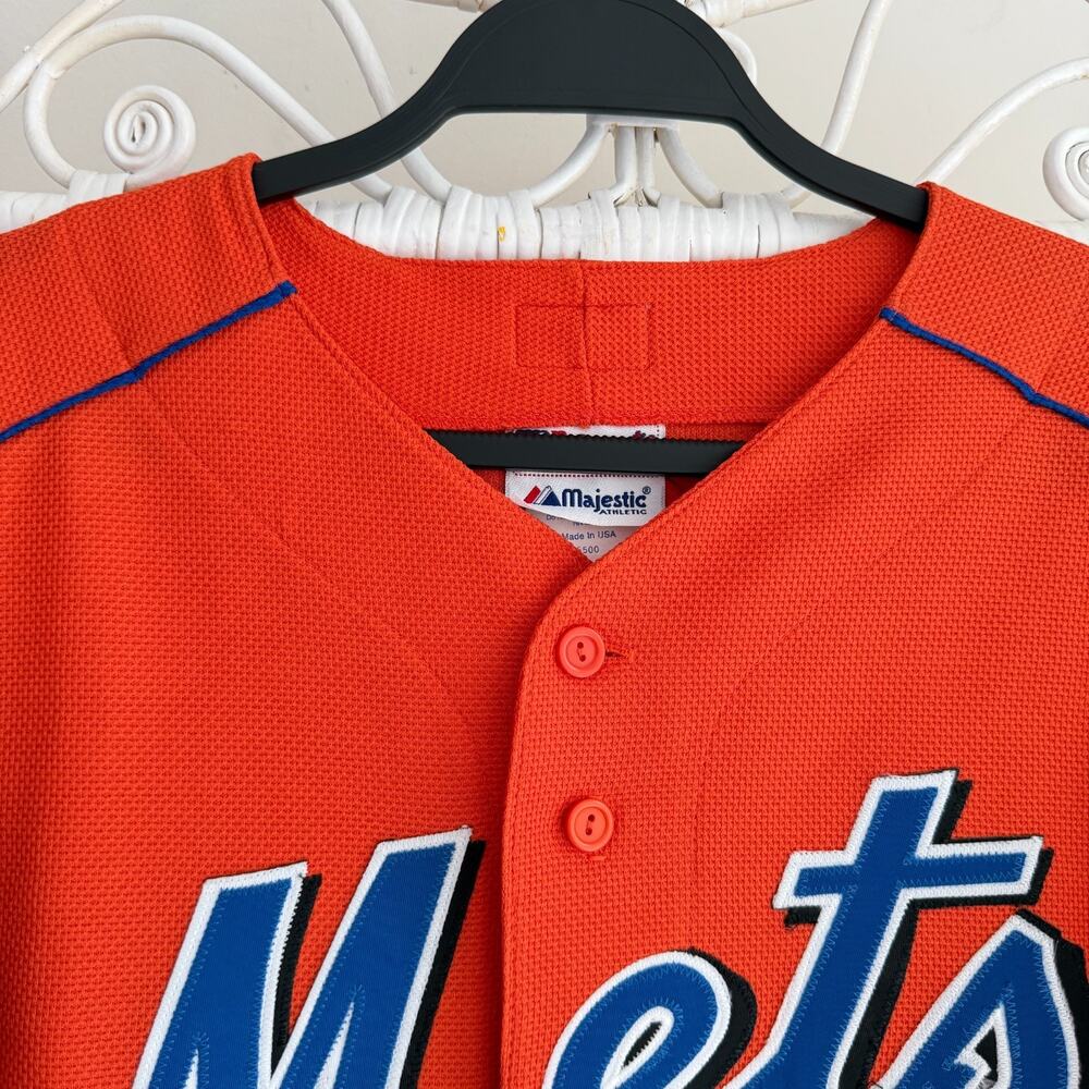 Vintage New York Mets Jersey Mens Medium Orange Majestic Made In USA Shirt - Picture 3 of 13